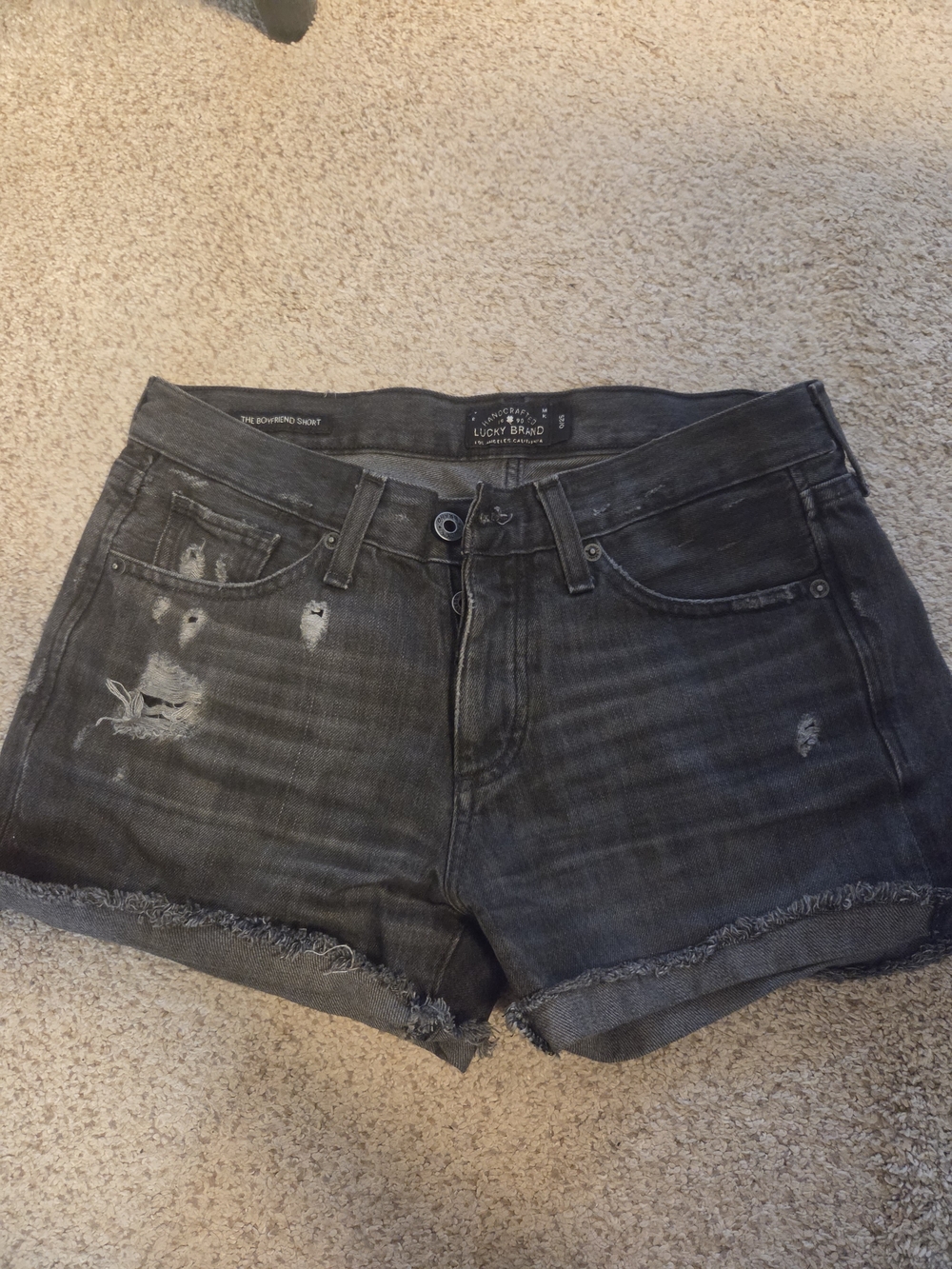 Lucky Brand Distressed Washed Black Jean Shorts